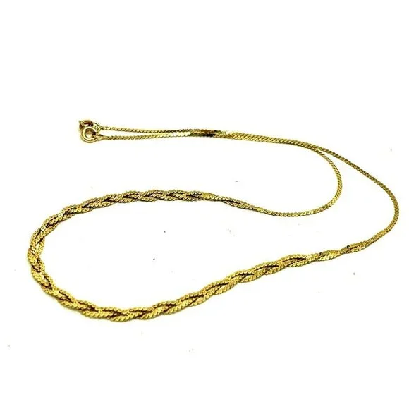 Woven Necklace 14k Yellow Gold 4.1 Grams 16'' Italy Women's Estate Jewel… Necklaces
